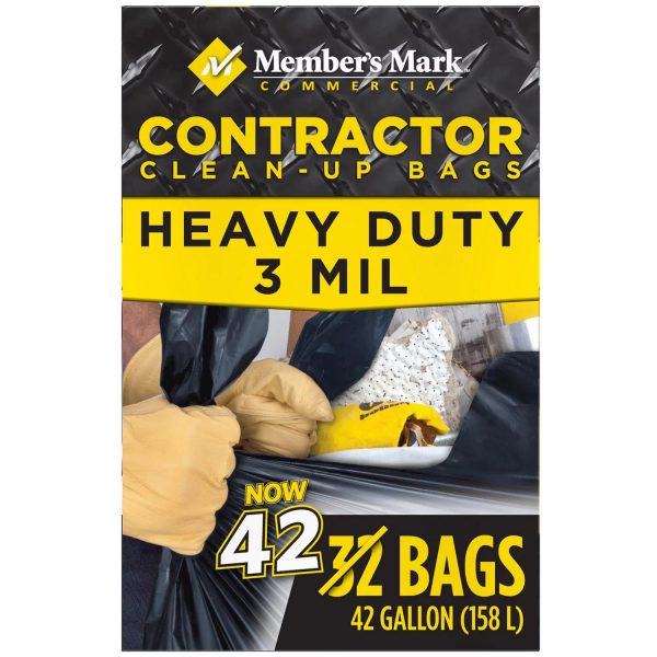 Member s Mark Commercial Contractor Clean-Up Trash Bags 42 gal., 42 ct. Online Sale - Image 3