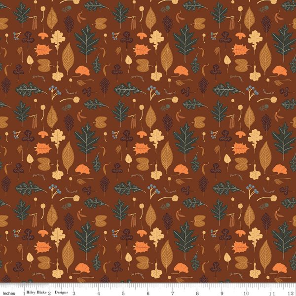 Pumpkin Spice - Leaves in Brown - Simple Simon & Company - C14991-BROWN - Half Yard For Cheap