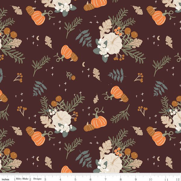 Pumpkin Spice - Main in Espresso - Simple Simon & Company - C14990-ESPRESSO - Half Yard For Discount
