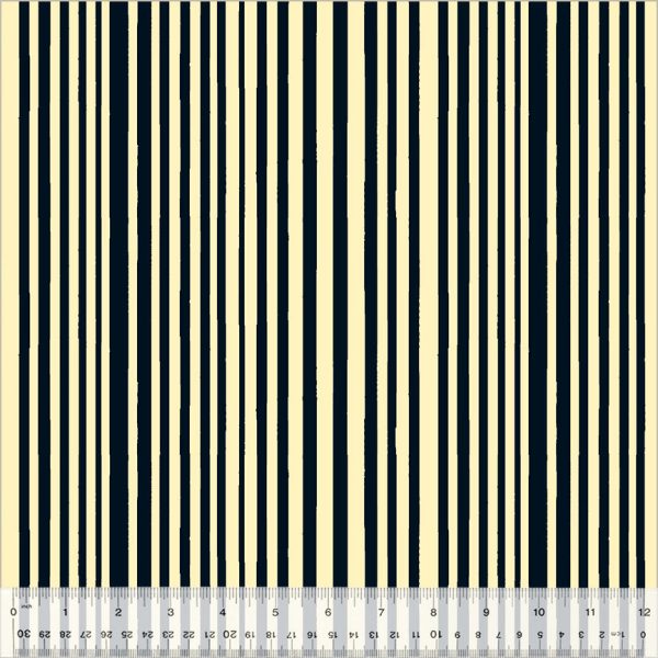 Kaleidoscope - Mini Stripe in Ink Vanilla Custard - Annabel Wrigley - 54121D-11 - Half Yard For Cheap