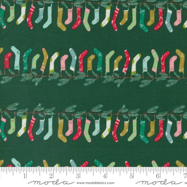 Cozy Wonderland - Stocking Stripe in Pine - 45592 23 - Half Yard For Cheap